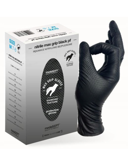 RĘKAWICE NITRYLOWE BEZPUDROWE MAX GRIP BLACK